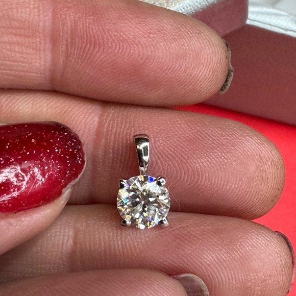 Moissanite 1.90 ctw Solitaire Ring (Size 5.0) and Pendant - Picture 4 of 5